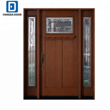 Fangda haute qualité grain de bois grp fiberglass porte extérieure porte d&#39;entrée conception